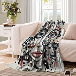 Art abstrait Plaid en Polaire Imprimé 3D Couverture Douce Confortable pour Canapé Lit Bureau