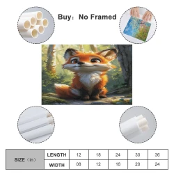 Renard Peinture sur toile sans cadre, impressions posters art mural pour déco maison chambre bureau
