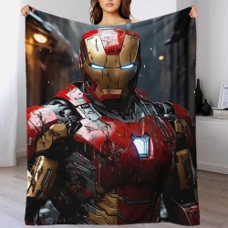 Avengers Iron Man Plaid en Polaire Imprimé 3D Couverture Douce Confortable pour Canapé Lit Bureau