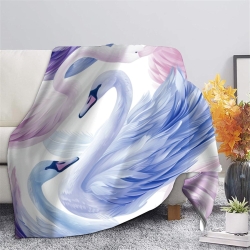Cygne Plaid en Polaire Imprimé 3D Couverture Douce Confortable pour Canapé Lit Bureau