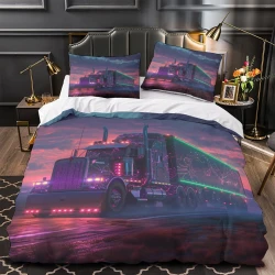 Gros camion Housse de Couette Imprimée 3D Douce 3 Pièces Literie Garçons Filles