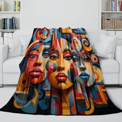 Abstract Art Women 3D Printed Fleece Throw Blanket Soft Cozy Blanket for Couch Sofa Bed Office