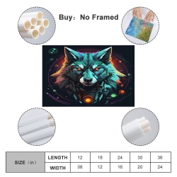 Loup Peinture sur toile sans cadre, impressions posters art mural pour déco maison chambre bureau