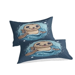 Phoque Housse de Couette Imprimée 3D Douce 3 Pièces Literie Garçons Filles