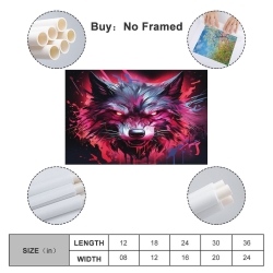 Loup Peinture sur toile sans cadre, impressions posters art mural pour déco maison chambre bureau