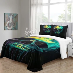 Crâne Housse de Couette Imprimée 3D Douce 3 Pièces Literie Garçons Filles