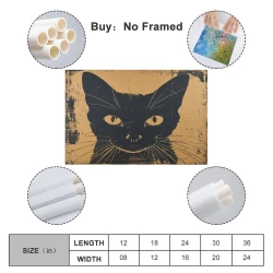 Siamese Gato Pintura en lienzo sin marco, impresiones de pósters arte pared para decoración hogar dormitorio oficina