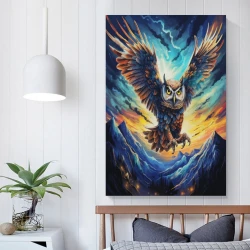 Hibou Peinture sur toile sans cadre, impressions posters art mural pour déco maison chambre bureau