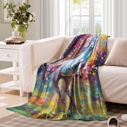 Cheval Plaid en Polaire Imprimé 3D Couverture Douce Confortable pour Canapé Lit Bureau