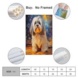 Oil Painting Chien Peinture sur toile sans cadre, impressions posters art mural pour déco maison chambre bureau