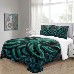 Mythe de l'horreur Cthulhu Housse de Couette Imprimée 3D Douce 3 Pièces Literie Garçons Filles