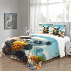 Panda Housse de Couette Imprimée 3D Douce 3 Pièces Literie Garçons Filles