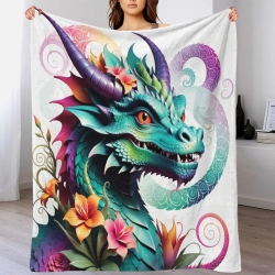 occidental Dragón Mythical Animals Manta de Forro Polar Impresa en 3D Suave y Acogedora para Sofá Cama Oficina