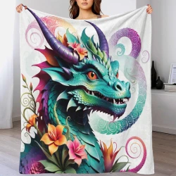 occidental Dragon Mythical Animals Plaid en Polaire Imprimé 3D Couverture Douce Confortable pour Canapé Lit Bureau