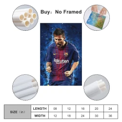Lionel Messi Peinture sur toile sans cadre, impressions posters art mural pour déco maison chambre bureau