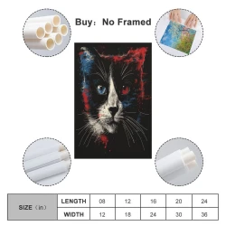 Chat Peinture sur toile sans cadre, impressions posters art mural pour déco maison chambre bureau