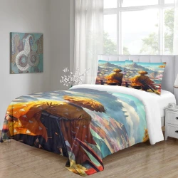 Tueur de démons: Demon Slayer Housse de Couette Imprimée 3D Douce 3 Pièces Literie Garçons Filles
