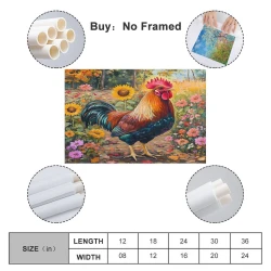 Hahn Unrahmtes Leinwandbild, Wandkunst-Poster-Drucke für Zuhause, Schlafzimmer, Büro Dekoration