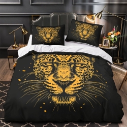 Léopard Housse de Couette Imprimée 3D Douce 3 Pièces Literie Garçons Filles