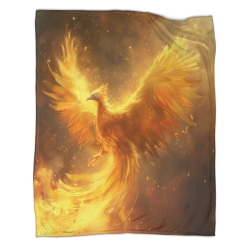 Phénix Plaid en Polaire Imprimé 3D Couverture Douce Confortable pour Canapé Lit Bureau