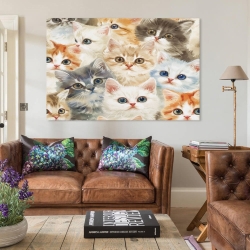 Chat Peinture sur toile sans cadre, impressions posters art mural pour déco maison chambre bureau
