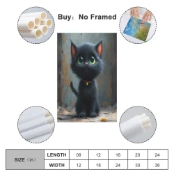 Cute Chat Peinture sur toile sans cadre, impressions posters art mural pour déco maison chambre bureau