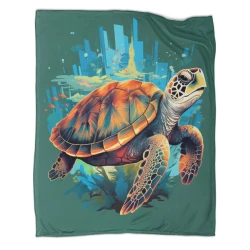 Tortue de mer Plaid en Polaire Imprimé 3D Couverture Douce Confortable pour Canapé Lit Bureau