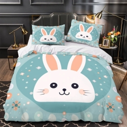 Lapin Housse de Couette Imprimée 3D Douce 3 Pièces Literie Garçons Filles