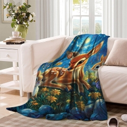 Cerf sika Plaid en Polaire Imprimé 3D Couverture Douce Confortable pour Canapé Lit Bureau