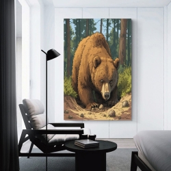 Ours brun Peinture sur toile sans cadre, impressions posters art mural pour déco maison chambre bureau