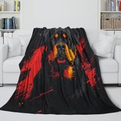 Rottweiler Chien Plaid en Polaire Imprimé 3D Couverture Douce Confortable pour Canapé Lit Bureau