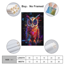 Hibou Peinture sur toile sans cadre, impressions posters art mural pour déco maison chambre bureau