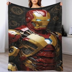 Avengers Iron Man Coperta in Pile Stampata 3D Morbida e Confortevole per Divano Letto Ufficio