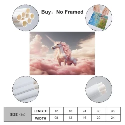 Licorne Peinture sur toile sans cadre, impressions posters art mural pour déco maison chambre bureau