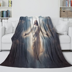 Dieu et Jésus Plaid en Polaire Imprimé 3D Couverture Douce Confortable pour Canapé Lit Bureau