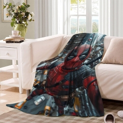 Marvel Deadpool Plaid en Polaire Imprimé 3D Couverture Douce Confortable pour Canapé Lit Bureau