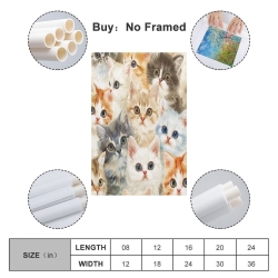 Cute Chat Peinture sur toile sans cadre, impressions posters art mural pour déco maison chambre bureau
