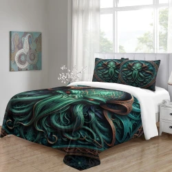 Mythe de l'horreur Cthulhu Housse de Couette Imprimée 3D Douce 3 Pièces Literie Garçons Filles