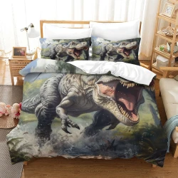 Dinosaure Housse de Couette Imprimée 3D Douce 3 Pièces Literie Garçons Filles