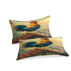 Coq Housse de Couette Imprimée 3D Douce 3 Pièces Literie Garçons Filles