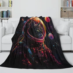 Space Gatto Coperta in Pile Stampata 3D Morbida e Confortevole per Divano Letto Ufficio
