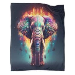 Éléphant Plaid en Polaire Imprimé 3D Couverture Douce Confortable pour Canapé Lit Bureau