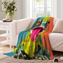 Grenouille Plaid en Polaire Imprimé 3D Couverture Douce Confortable pour Canapé Lit Bureau