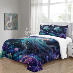 Méduse Housse de Couette Imprimée 3D Douce 3 Pièces Literie Garçons Filles