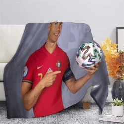 Cristiano Ronaldo Plaid en Polaire Imprimé 3D Couverture Douce Confortable pour Canapé Lit Bureau