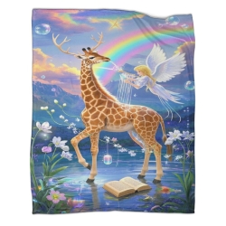 Girafe Plaid en Polaire Imprimé 3D Couverture Douce Confortable pour Canapé Lit Bureau