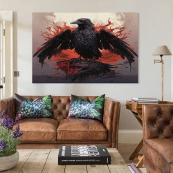 Corbeau Peinture sur toile sans cadre, impressions posters art mural pour déco maison chambre bureau