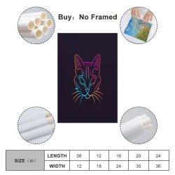 Chat Peinture sur toile sans cadre, impressions posters art mural pour déco maison chambre bureau