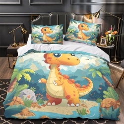 Dinosaure Housse de Couette Imprimée 3D Douce 3 Pièces Literie Garçons Filles