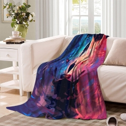 Loup Plaid en Polaire Imprimé 3D Couverture Douce Confortable pour Canapé Lit Bureau